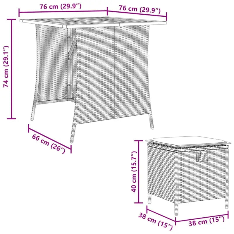 Tuinset met poly rattan voor een comfortabele zitervaring en eenvoudig schoonmaken - Tuinsets