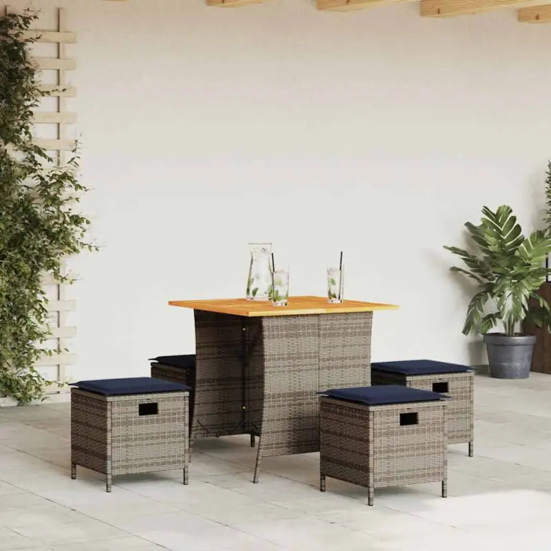 Tuinset met poly rattan voor een comfortabele zitervaring en eenvoudig schoonmaken - Grijs / Marineblauw - Tuinsets