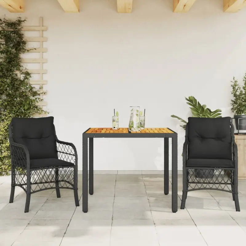 Tuinset met poly rattan voor een comfortabele zitervaring in zwart materiaal - Zwart / 90 cm tafellengte - Tuinsets