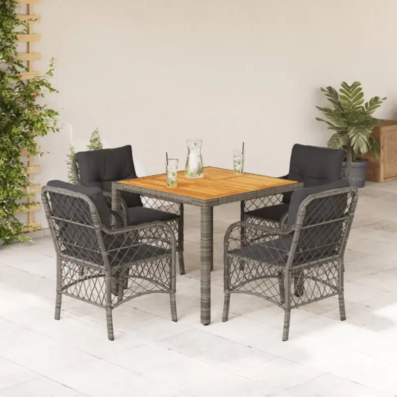 Tuinset met poly rattan voor een comfortabele zitervaring in zwart materiaal - Grijs / 90 cm tafellengte - Tuinsets