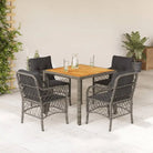 Tuinset met poly rattan voor een comfortabele zitervaring in zwart materiaal - Zwart en crème / 190 cm tafellengte