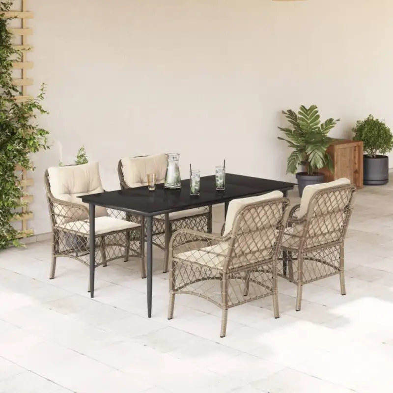 Tuinset met poly rattan voor gemakkelijk schoon en comfortabele zitervaring - 160 cm tafellengte / Puntige poot