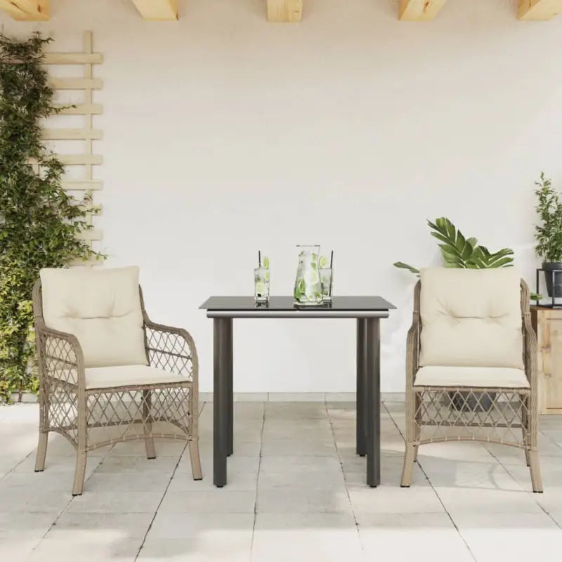 Tuinset met poly rattan voor gemakkelijk schoon en comfortabele zitervaring - 80 cm tafellengte / Ronde poot - Tuinsets