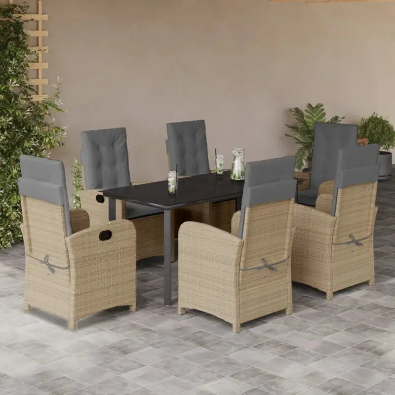 Tuinset met poly rattan voor gemakkelijke schoon en comfortabele zitervaring - 160 cm tafellengte / Met voetensteun