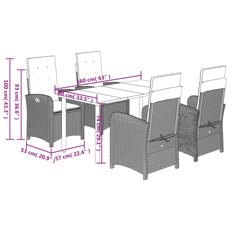 Tuinset met poly rattan voor gemakkelijke schoon en comfortabele zitervaring - Tuinsets