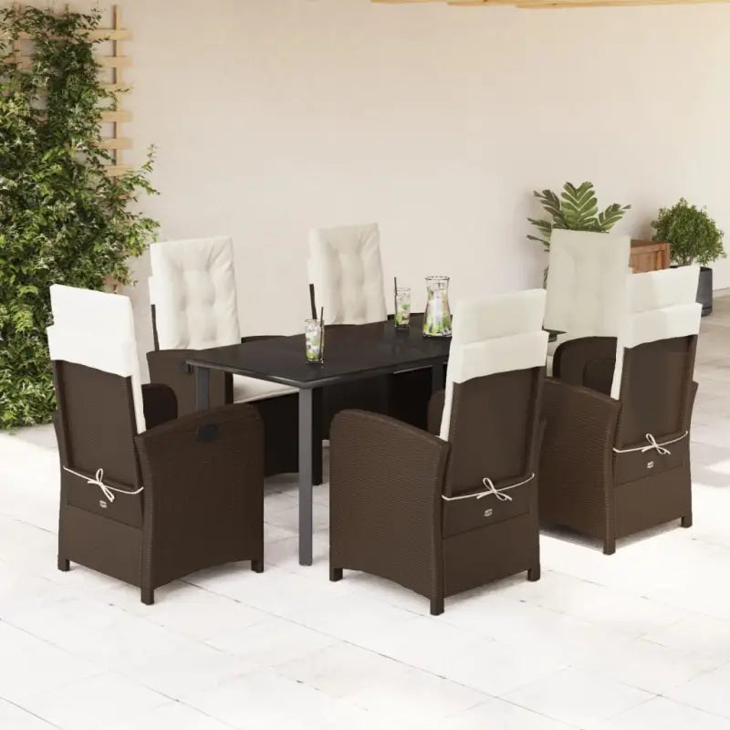 Tuinset met poly rattan voor gemakkelijke schoon en comfortabele zitervaring - 160 cm tafellengte / Met voetensteun