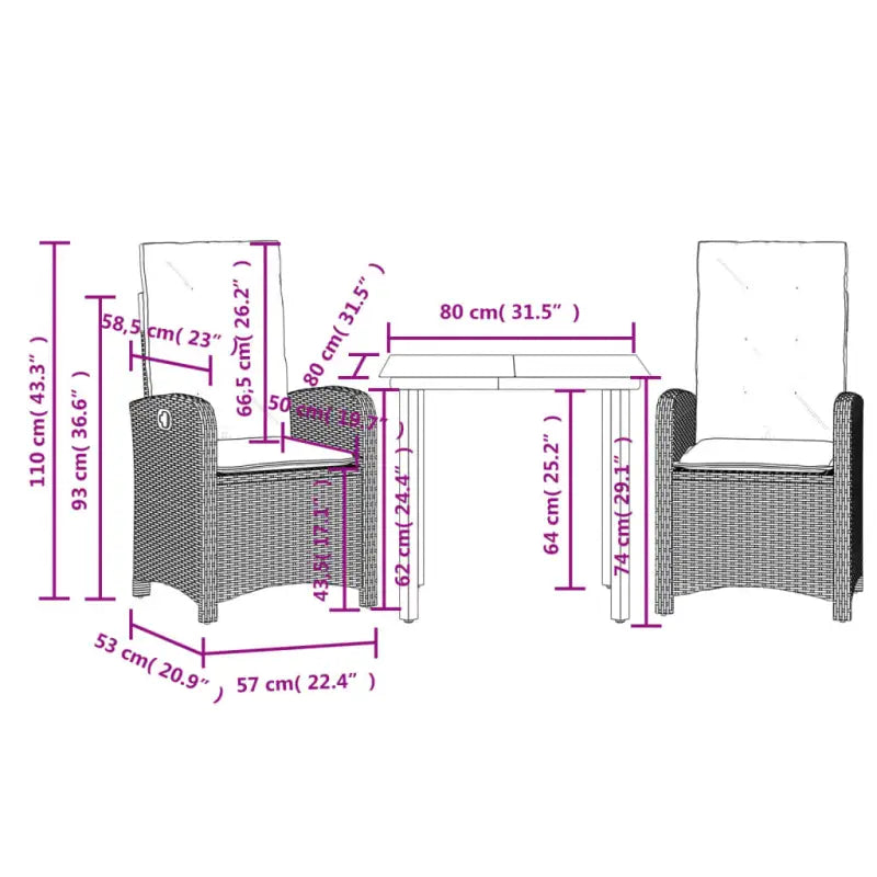 Tuinset met poly rattan voor gemakkelijke schoon en comfortabele zitervaring - Tuinsets