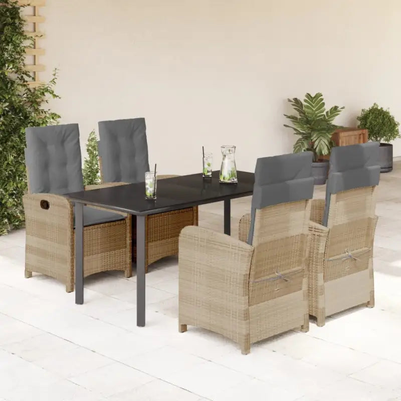 Tuinset met poly rattan voor gemakkelijke schoon en comfortabele zitervaring - 160 cm tafellengte / Zonder voetensteun