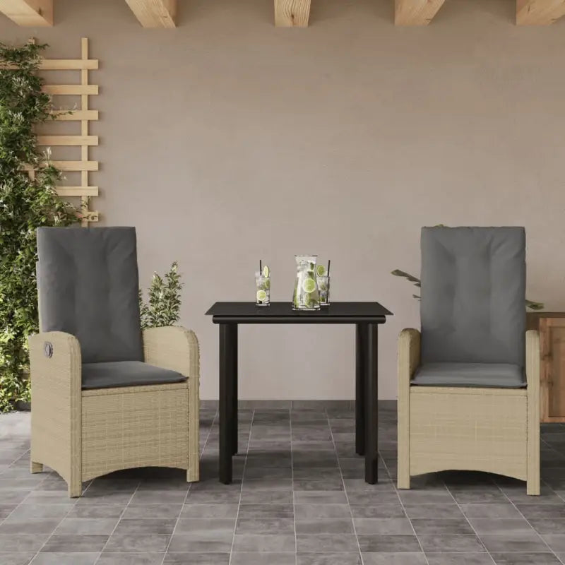 Tuinset met poly rattan voor gemakkelijke schoon en comfortabele zitervaring - 80 cm tafellengte / Zonder voetensteun
