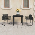 Tuinset met PVC-rattan en stevig stalen frame voor tuin of terras - 80 cm tafellengte - Tuinsets