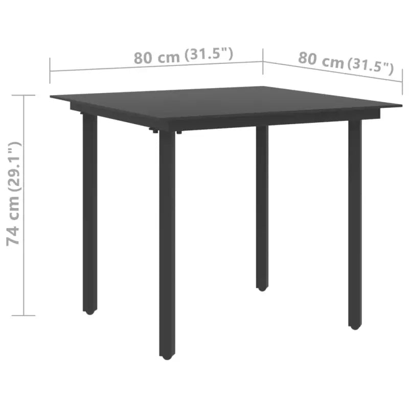 Tuinset met PVC-rattan en stevig stalen frame voor tuin of terras - 80 cm tafellengte - Tuinsets