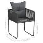 Tuinset met PVC-rattan en stevig stalen frame voor tuin of terras - 80 cm tafellengte - Tuinsets