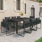 Tuinset met PVC-rattan tuinstoelen en stalen frame - Zwart / 184.5 cm tafellengte - Tuinsets
