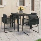 Tuinset met PVC-rattan tuinstoelen en stalen frame - Zwart / 79 cm tafellengte - Tuinsets
