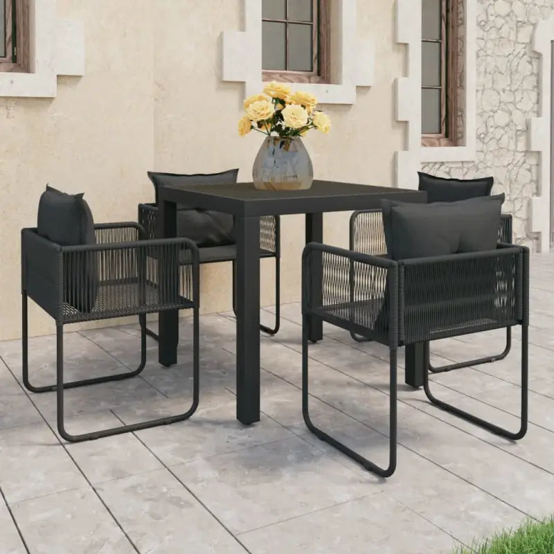Tuinset met PVC-rattan tuinstoelen en stalen frame - Zwart / 79 cm tafellengte - Tuinsets