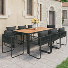 Tuinset met PVC-rattan tuinstoelen en stalen frame - Zwart en bruin / 184.5 cm tafellengte - Tuinsets