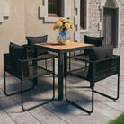 Tuinset met PVC-rattan tuinstoelen en stalen frame - Zwart en bruin / 79 cm tafellengte - Tuinsets