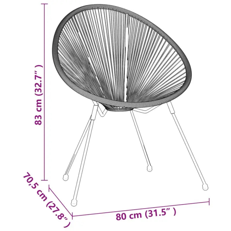 Tuinset met rattan look en gepoedercoat staal afmetingen - Tuinsets