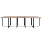 Tuinset met stalen frame en houten blad voor buitengebruik - Zwart en bruin / 10x Fauteuil + 4x voetensteun + Tafel