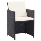Tuinset met stalen frame en houten blad voor buitengebruik - Zwart en bruin / 10x Fauteuil + 4x voetensteun + Tafel