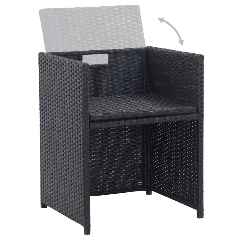 Tuinset met stalen frame en houten blad voor buitengebruik - Zwart en bruin / 10x Fauteuil + 4x voetensteun + Tafel