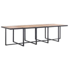 Tuinset met stalen frame en houten blad voor buitengebruik - Zwart en bruin / 10x Fauteuil + 4x voetensteun + Tafel