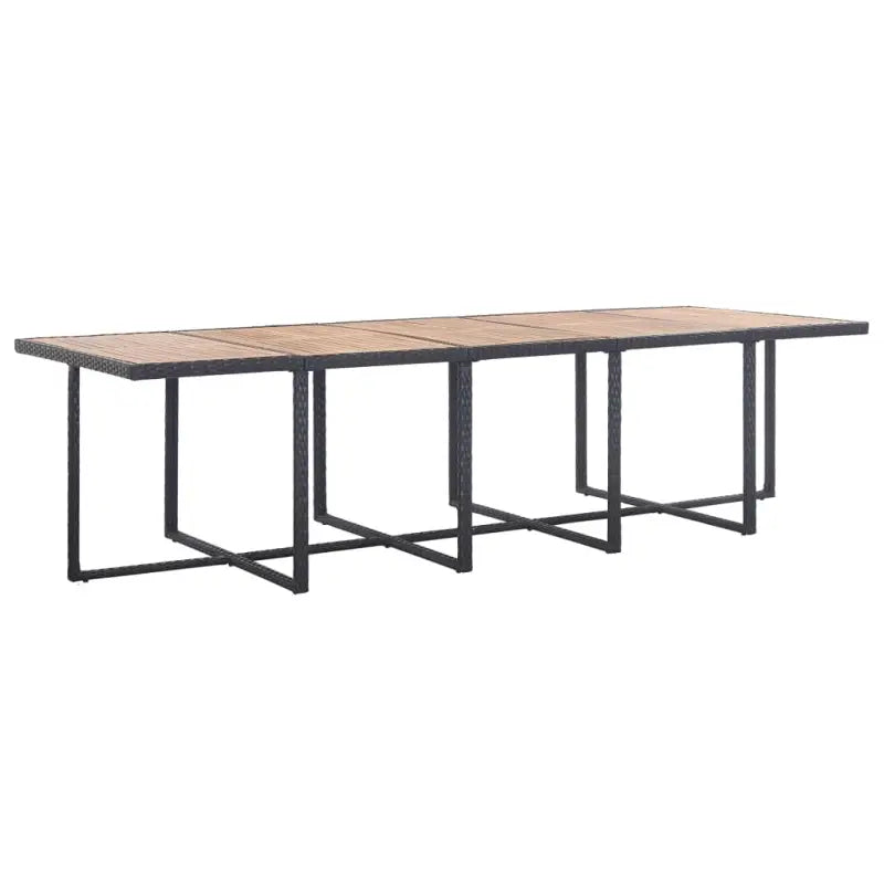 Tuinset met stalen frame en houten blad voor buitengebruik - Zwart en bruin / 10x Fauteuil + 4x voetensteun + Tafel