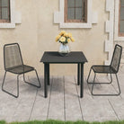 Tuinset met stalen frame en zwart materiaal voor tuin terras of patio - Zwart / 80 cm tafellengte - Tuinsets