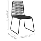 Tuinset met stalen frame en zwart materiaal voor tuin terras of patio - Zwart / 80 cm tafellengte - Tuinsets