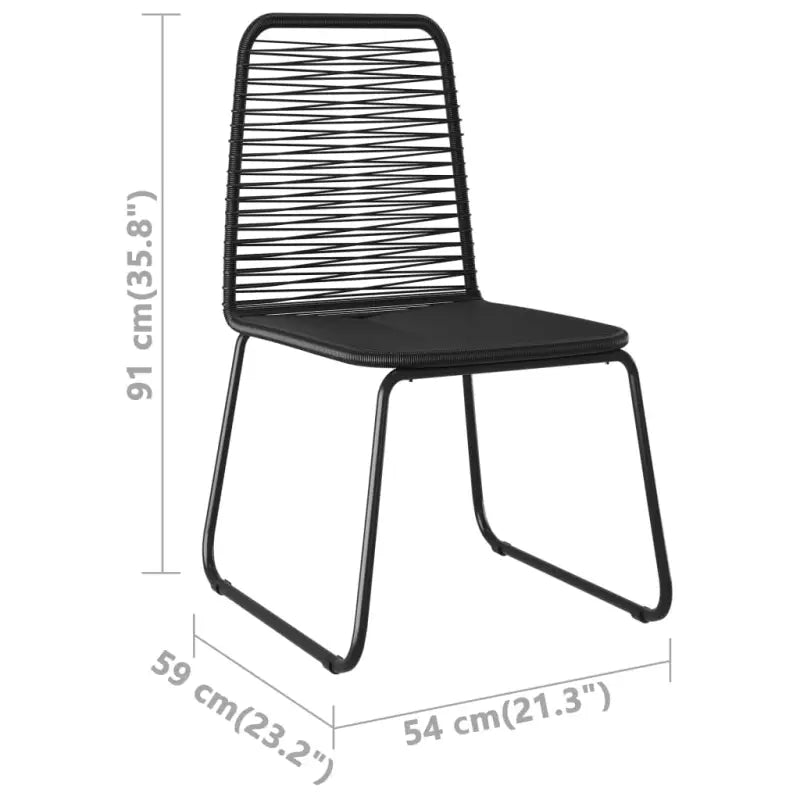 Tuinset met stalen frame en zwart materiaal voor tuin terras of patio - Zwart / 80 cm tafellengte - Tuinsets