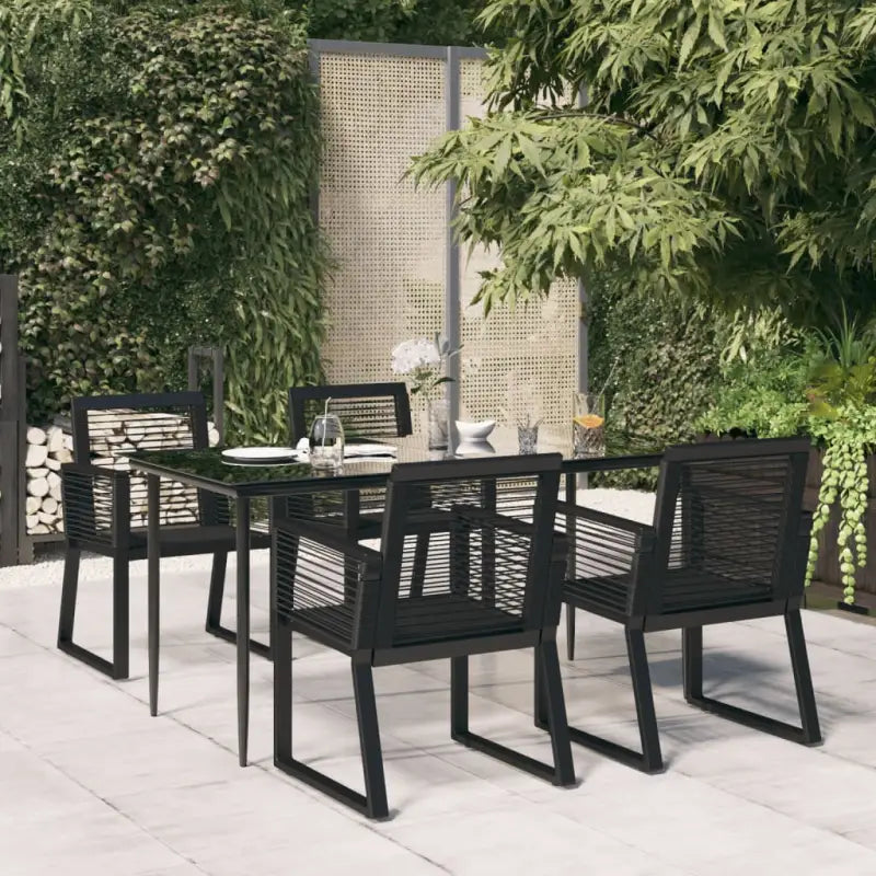 Tuinset met stalen frame in zwart materiaal voor buitengebruik - 160 cm tafellengte - Tuinsets