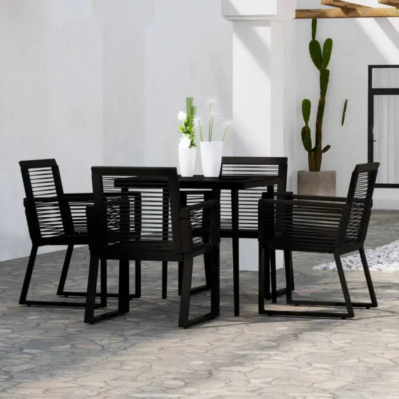 Tuinset met stalen frame in zwart materiaal voor buitengebruik - 80 cm tafellengte - Tuinsets