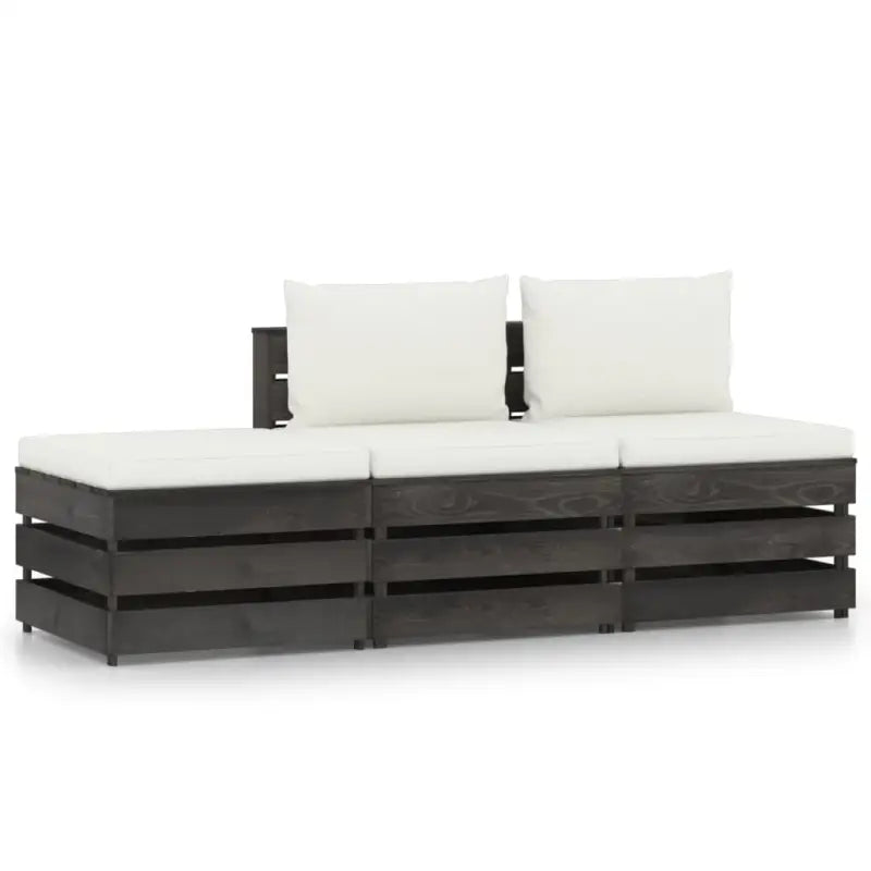 Tuinset met tafel en voetenbank voor ontspannen terrasplezier - Crèmekleurig en grijs - Tuinsets