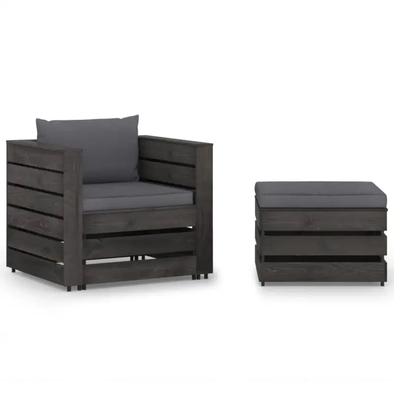Tuinset met Tafel en Voetenbank voor Ontspanning en Gezelligheid - Antraciet en grijs - Tuinsets