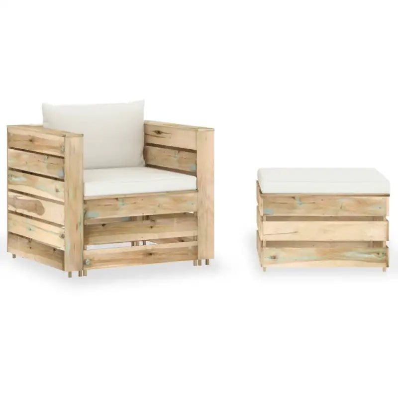 Tuinset met Tafel en Voetenbank voor Ontspanning en Gezelligheid - Crème en bruin - Tuinsets