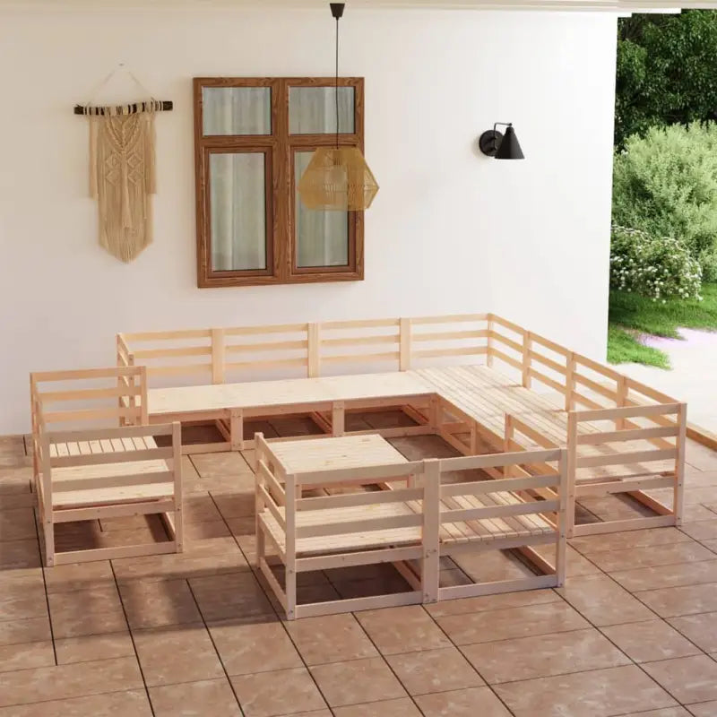 Tuinset met Tafel en Voetenbank voor Ontspanning en Gezelligheid - Naturel / Nee - Tuinsets