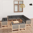 Tuinset met Tafel en Voetenbank voor Ontspanning en Gezelligheid - Naturel / Ja - Tuinsets