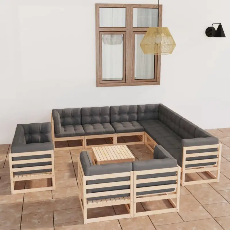 Tuinset met Tafel en Voetenbank voor Ontspanning en Gezelligheid - Naturel / Ja - Tuinsets