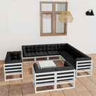 Tuinset met Tafel en Voetenbank voor Ontspanning en Gezelligheid - Wit / Ja - Tuinsets