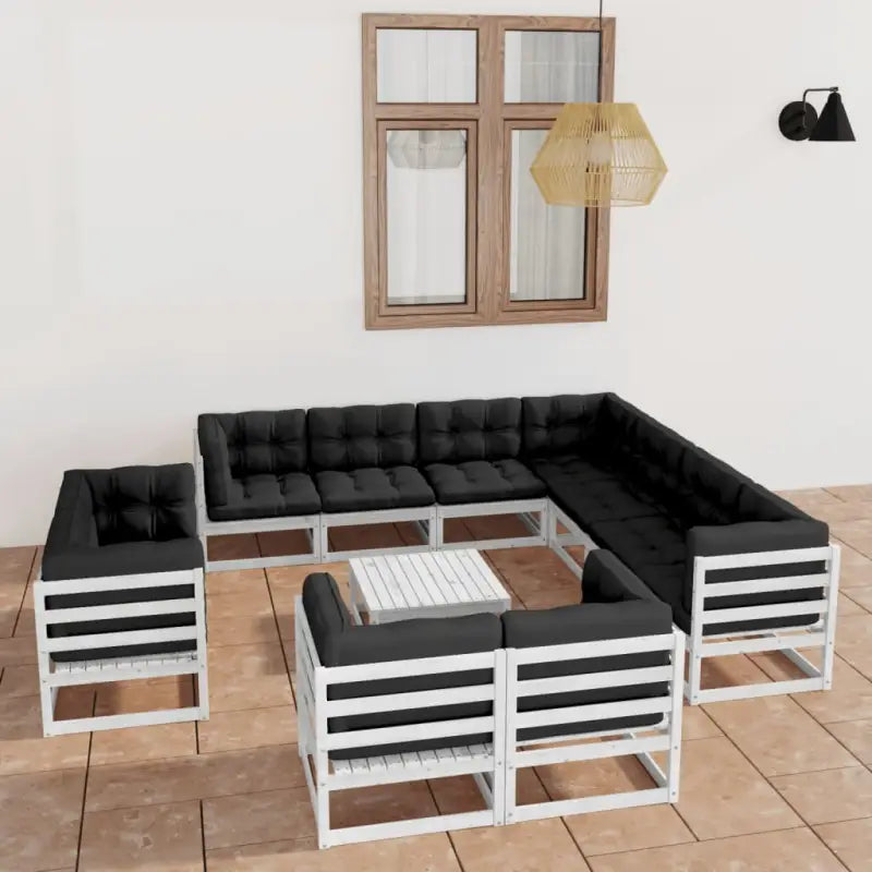 Tuinset met Tafel en Voetenbank voor Ontspanning en Gezelligheid - Wit / Ja - Tuinsets