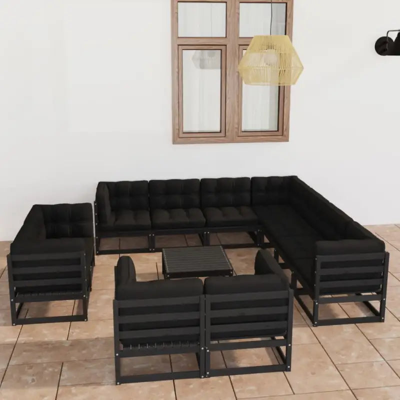 Tuinset met Tafel en Voetenbank voor Ontspanning en Gezelligheid - Zwart / Ja - Tuinsets