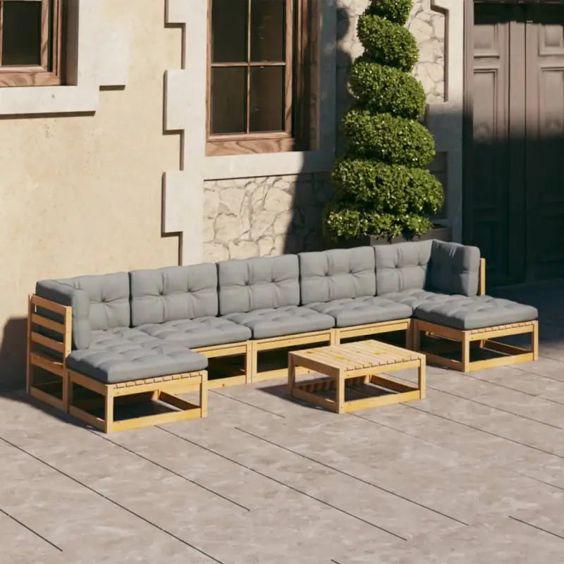 Tuinset met tafel en voetenbank voor ultiem ontspanning en gezelschap - Naturel / Ja - Tuinsets