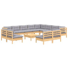 Tuinset met voetenbank tafel van massief grenenhout voor ontspanning - Tuinsets