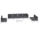 Tuinset met voetenbank tafel van massief grenenhout voor ontspanning - Wit - Tuinsets