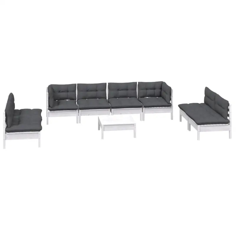 Tuinset met voetenbank tafel van massief grenenhout voor ontspanning - Wit - Tuinsets