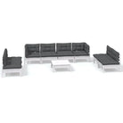 Tuinset met voetenbank tafel van massief grenenhout voor ontspanning - Wit - Tuinsets