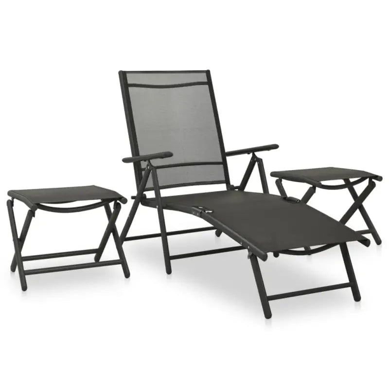 Tuinset met voetensteun en tafel voor ultiem buitencomfort - Antraciet - Tuinsets