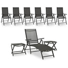 Tuinset met voetensteun en tafel voor ultiem buitencomfort - Antraciet - Tuinsets