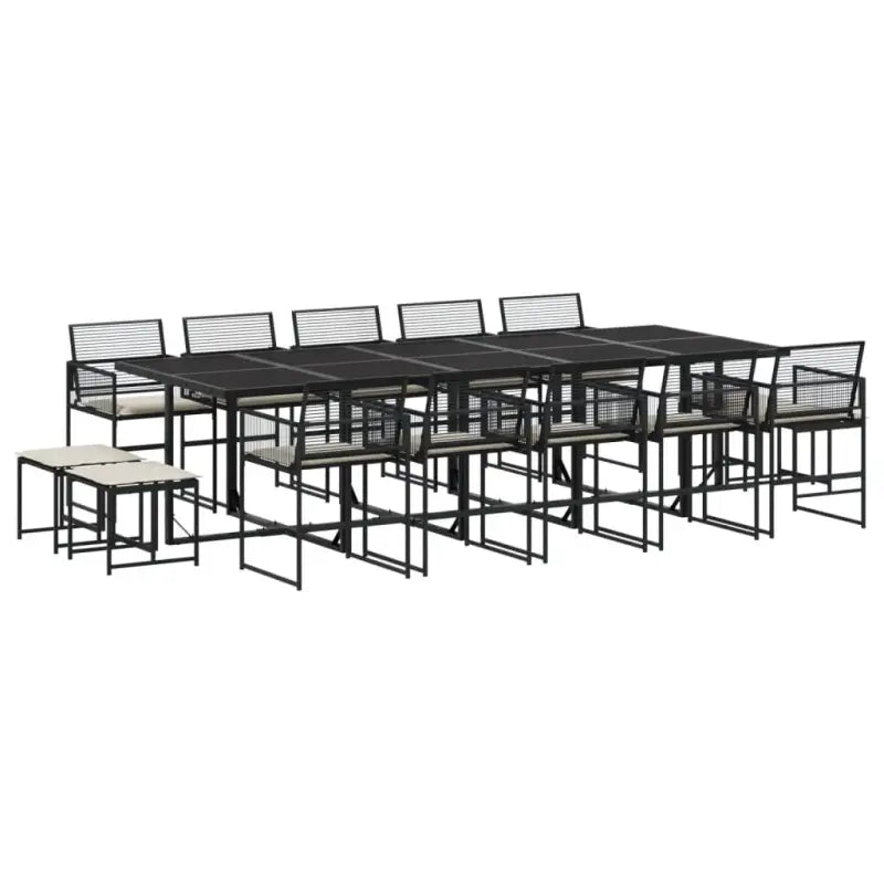 Tuinset met wasbare hoes en zwart gepoedercoat staal voor buiten gebruik - Tuinsets