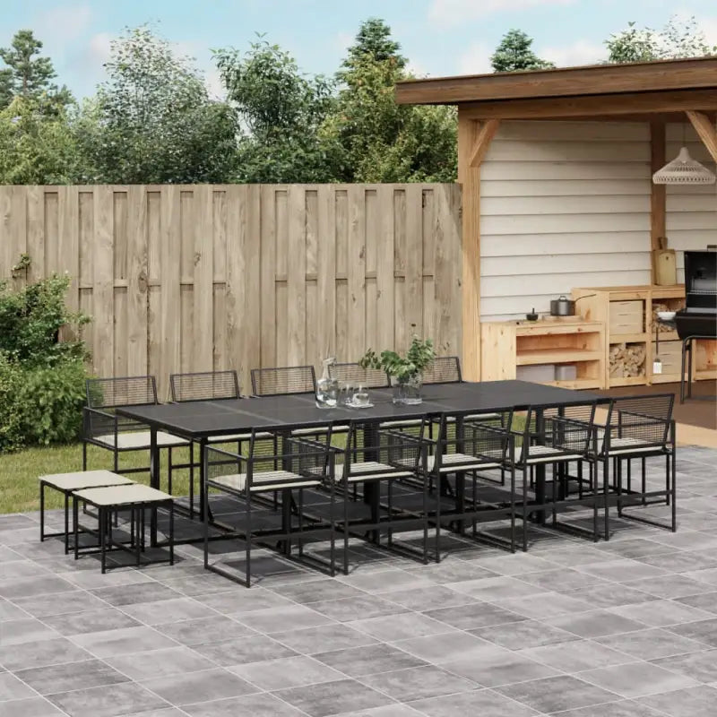 Tuinset met wasbare hoes en zwart gepoedercoat staal voor buiten gebruik - Tuinsets